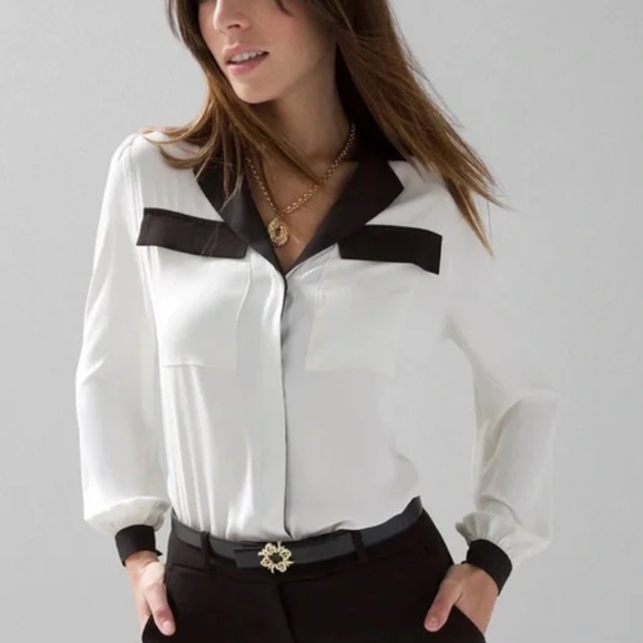 NWT White House Black Market Blouse Colorblock - Picture 1 of 2